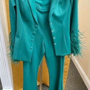 Elegant Teal Women's Flare Pantsuit